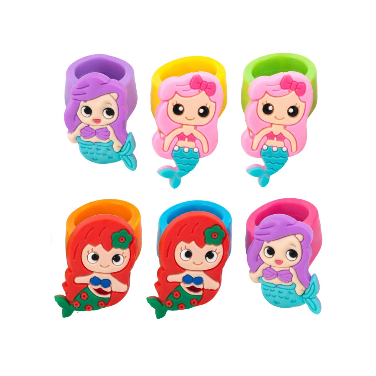Anillos Sirena Sorpresa Para Cumpleaños 6pzas - Louicid
