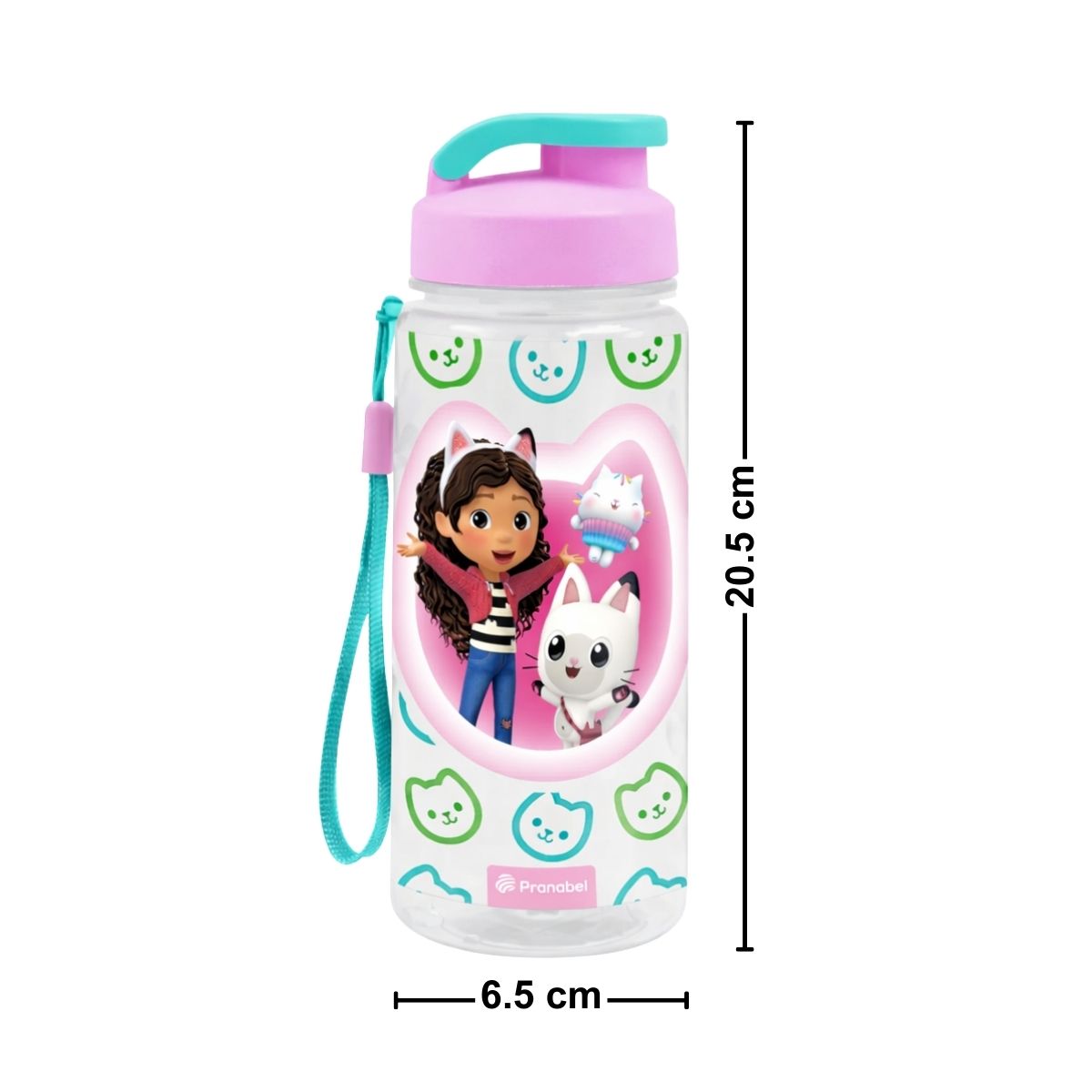 Botella Con Correa La Casa De Gabby 500 ml Transparente Medidas - Louicid