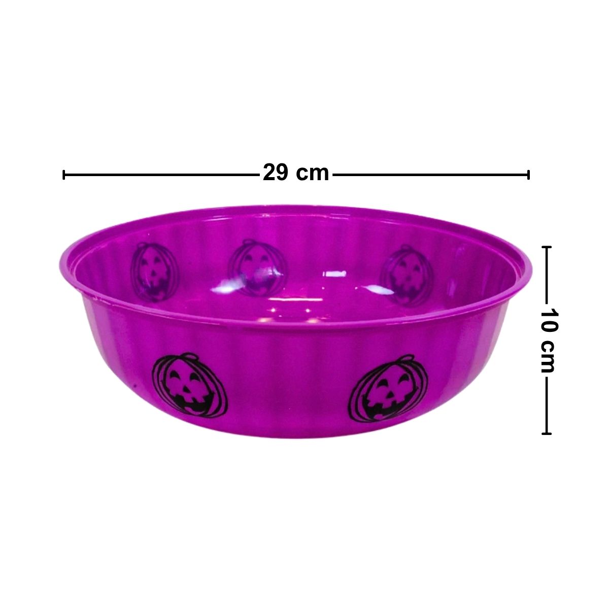 Bowl Plástico Morado Calabaza Halloween Medidas - Louicid