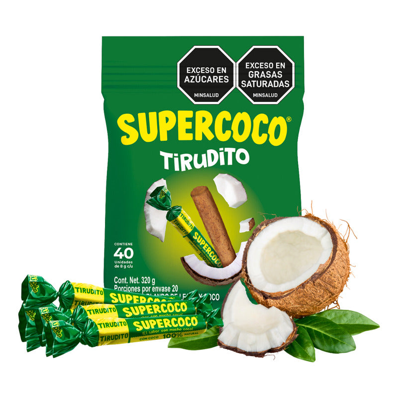 Caramelo Largo Masticable Supercoco 40 Unidades Bolsa De 320gr - Louicid