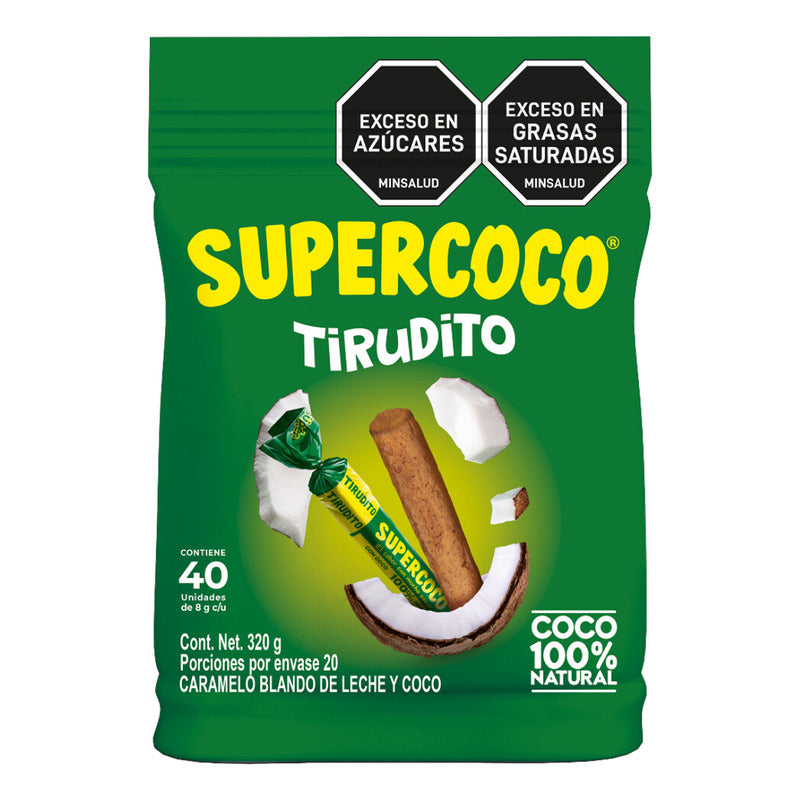 Caramelo Largo Masticable Supercoco 40 Unidades Bolsa De 320gr - Louicid