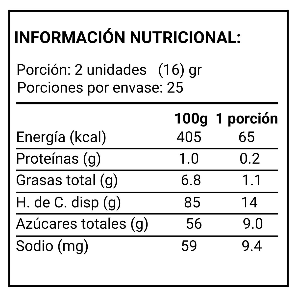 Caramelos Barrilete Tutti Frutti 400gr información nutricional- Louicid