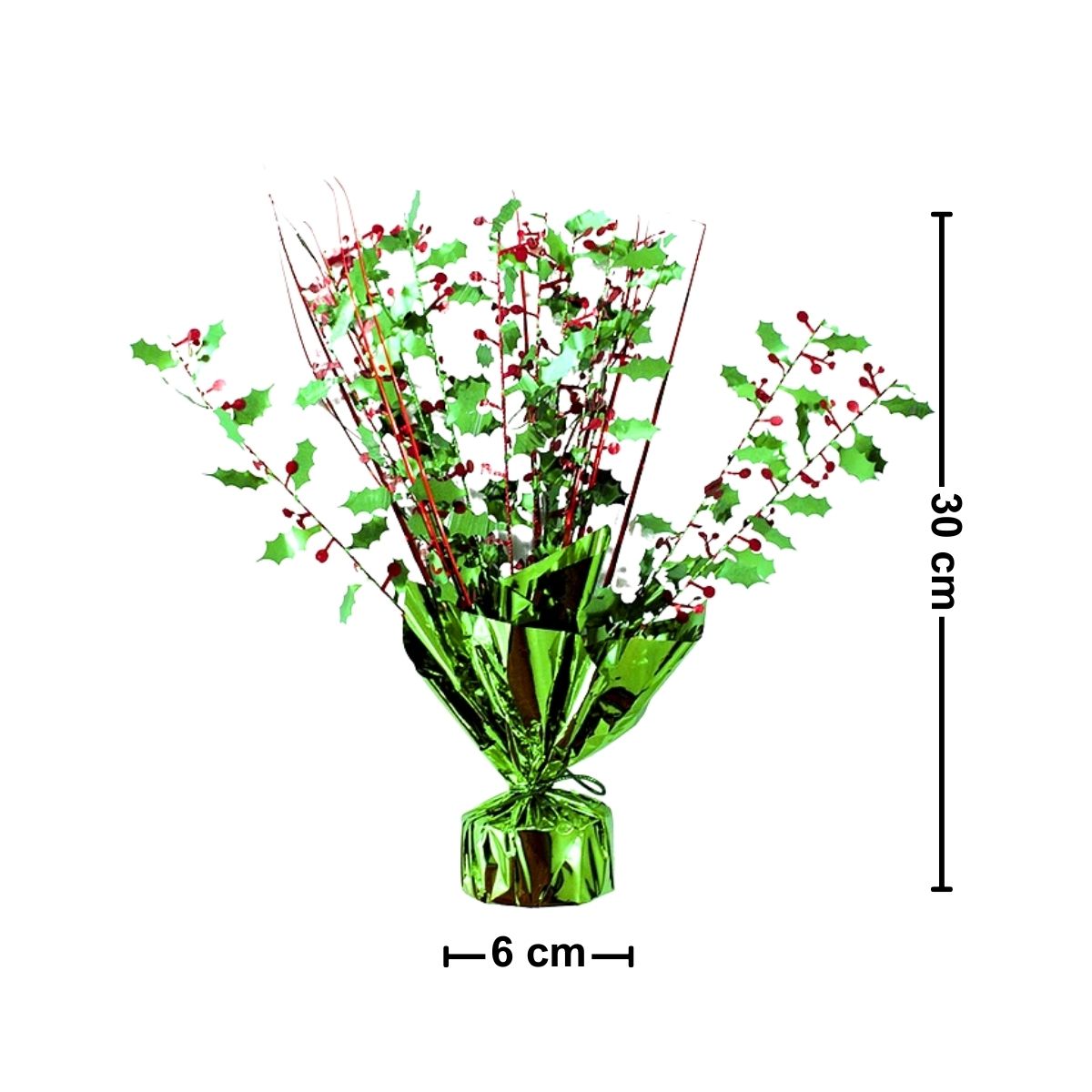 Centro de Mesa Navideño Verde 30cm Medidas - Louicid