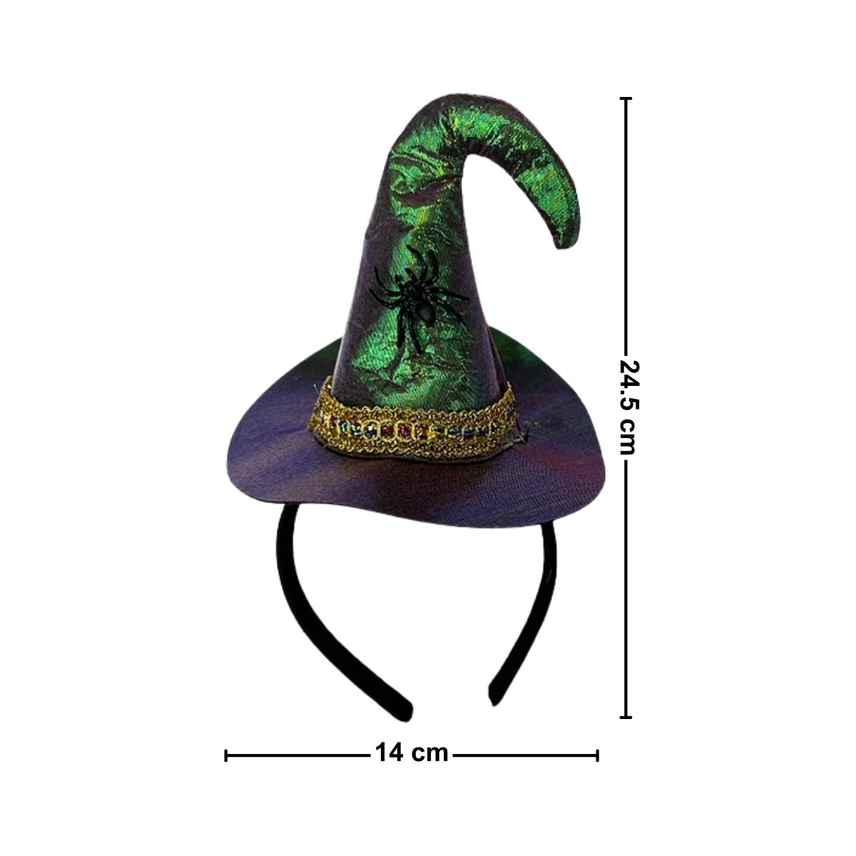 Cintillo Sombrero Bruja Verde Iridiscente Medidas - Louicid