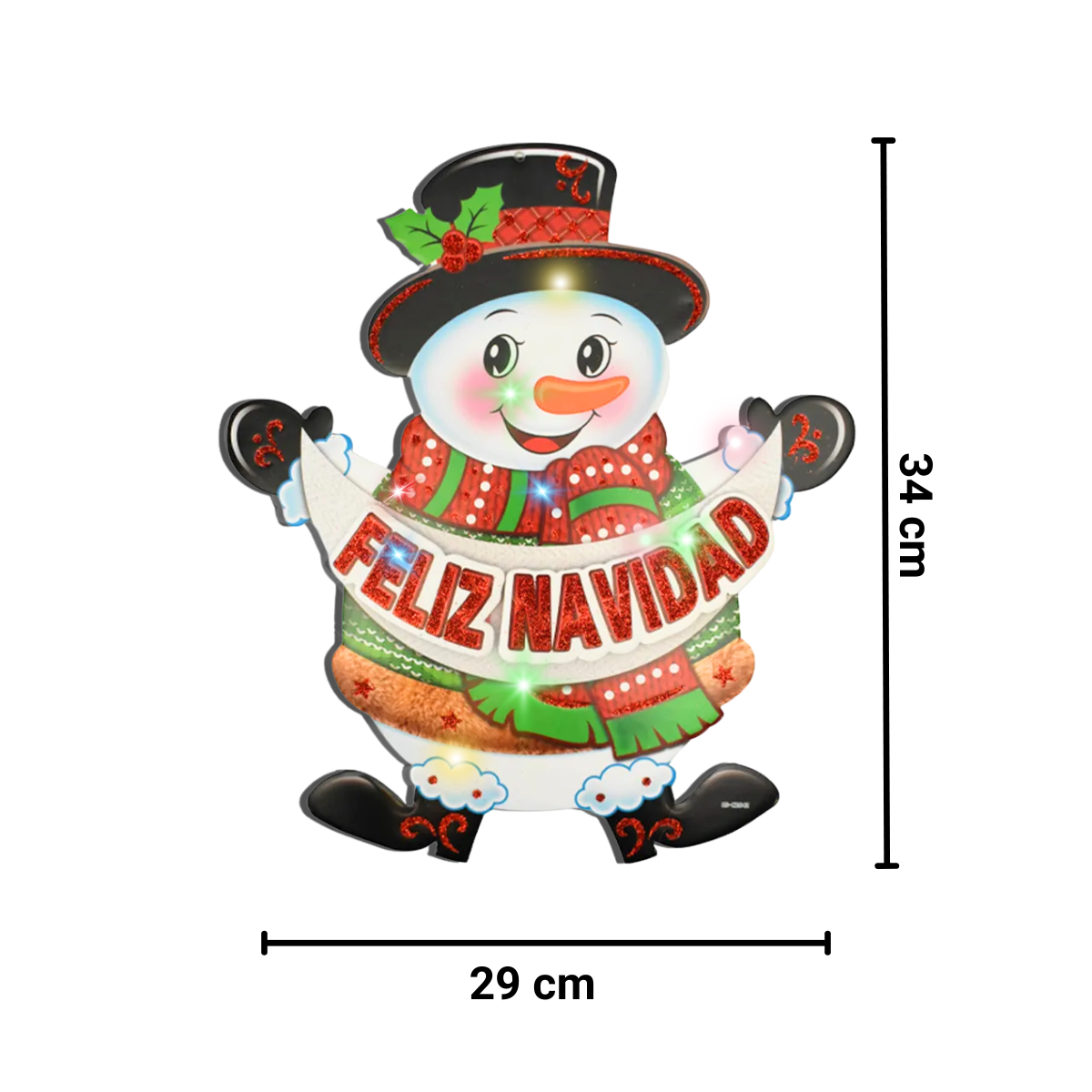 Colgante Navideño Muñeco De Nieve Con Luz Led Medidas - Louicid