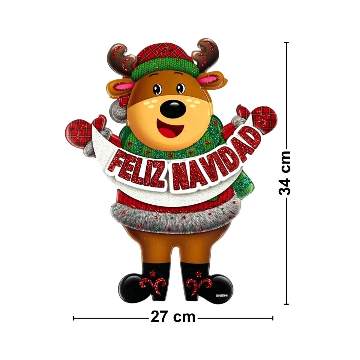 Colgante Reno Feliz Navidad Con Luz Led Medidas - Louicid