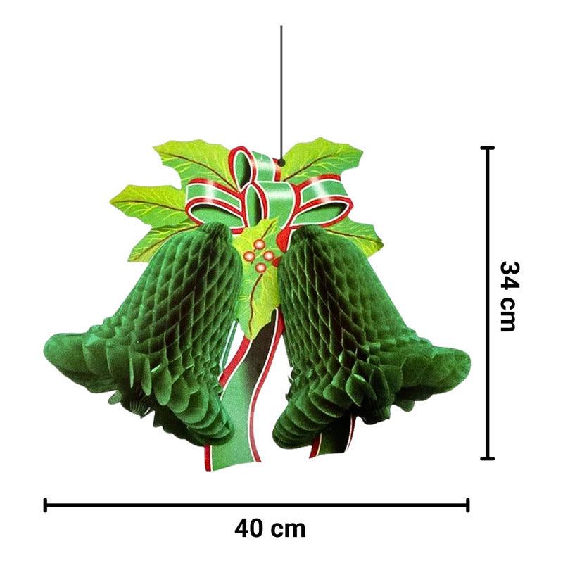 Colgante Campanas Verde 40x34cm Decoración Para Navidad - Louicid