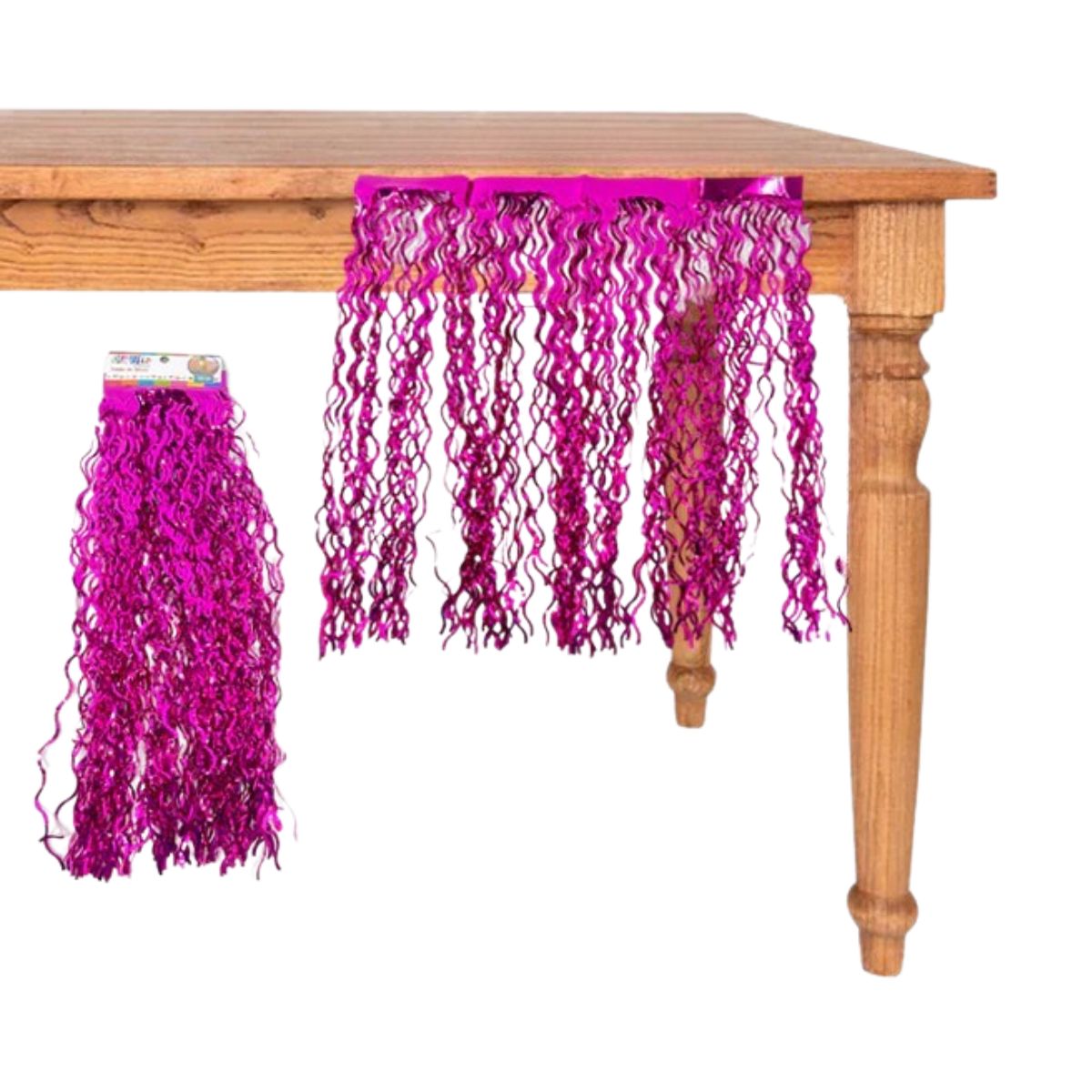 Cortina Metalizada 50x50cm Faldón Mesa Fucsia - Louicid