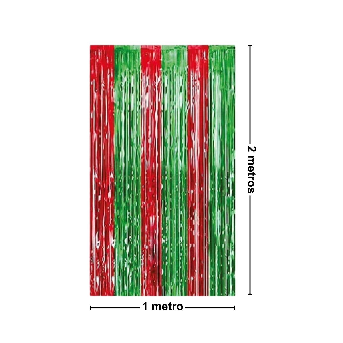 Cortina Navideña Metalizada Rojo Verde 2mts Medidas - Louicid