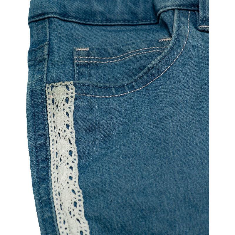 Short Mezclilla De Niña Con Cinta Macramé Pillin - Louicid