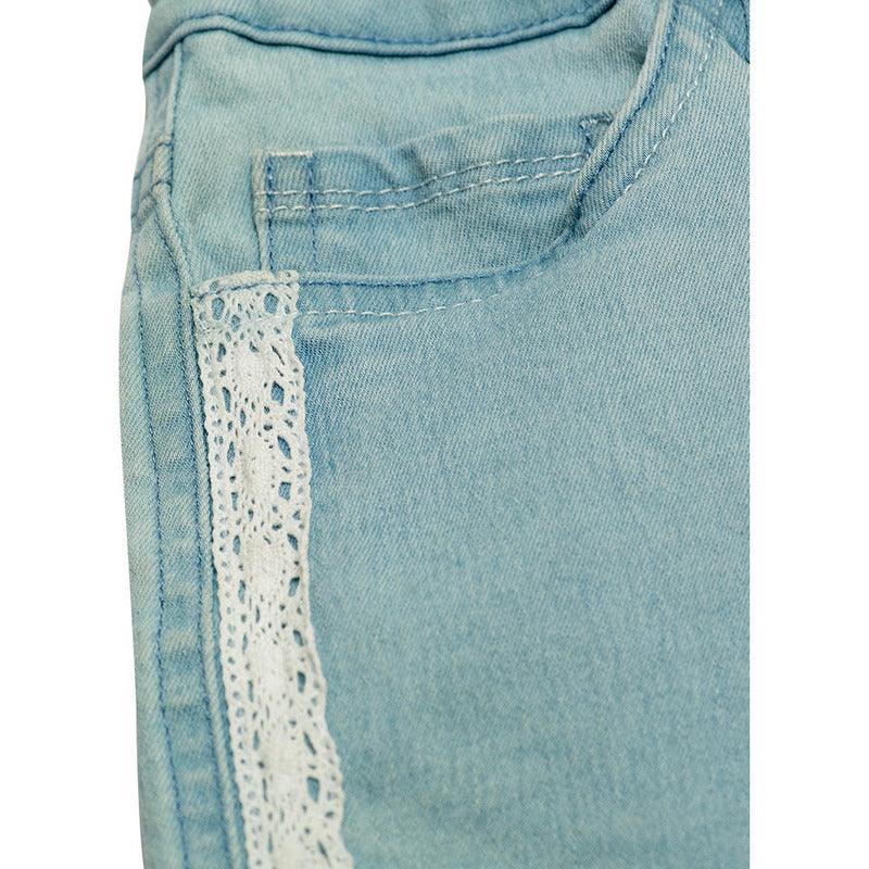 Short Mezclilla De Niña Con Cinta Macramé Pillin - Louicid