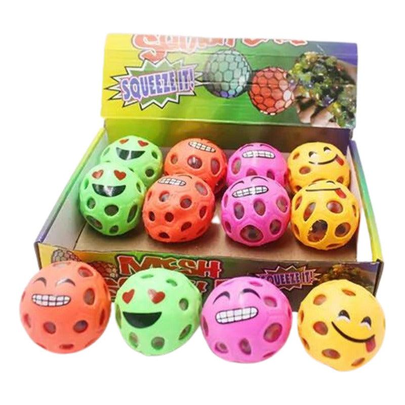 Pack 4 Pelotas Antiestrés Caritas De Colores Squish Ball - Louicid