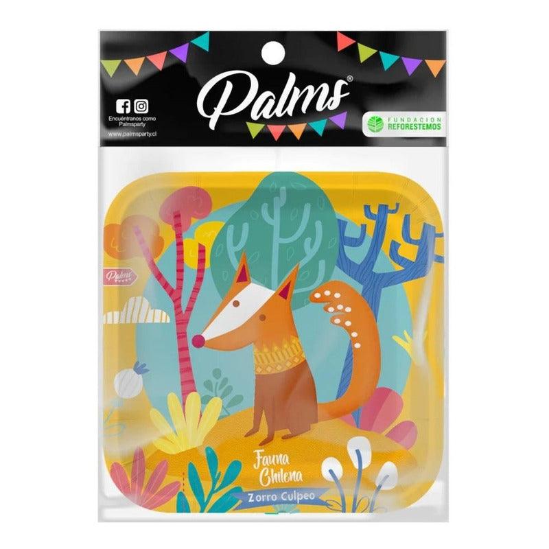 Set 6 Platos De Cumpleaños Fauna Chilena Ecofriendly Palms - Louicid