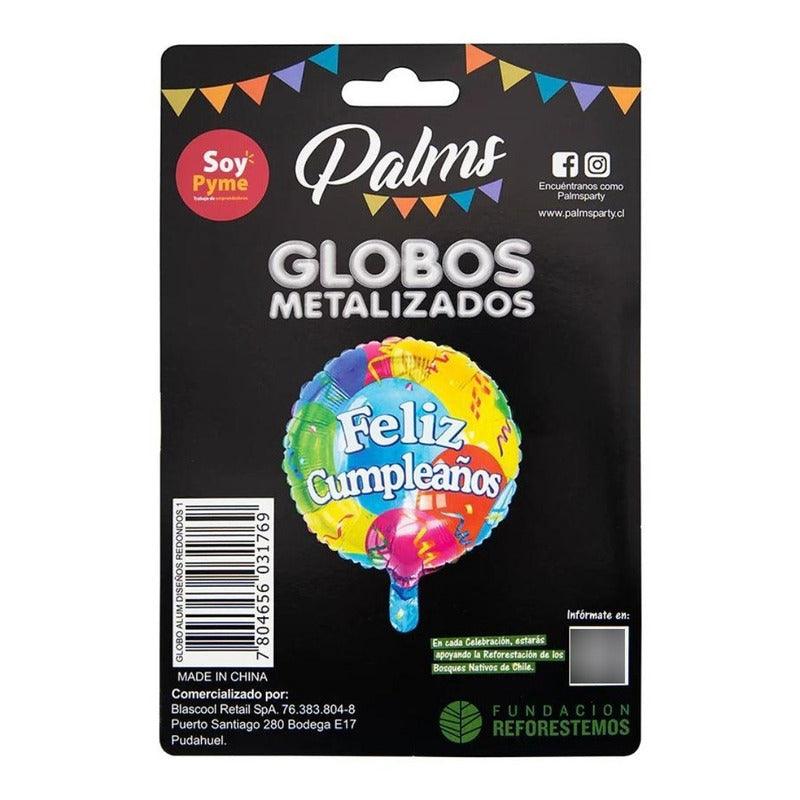 Globo Aluminio Redondo Feliz Cumpleaños Decoración Palms - Louicid