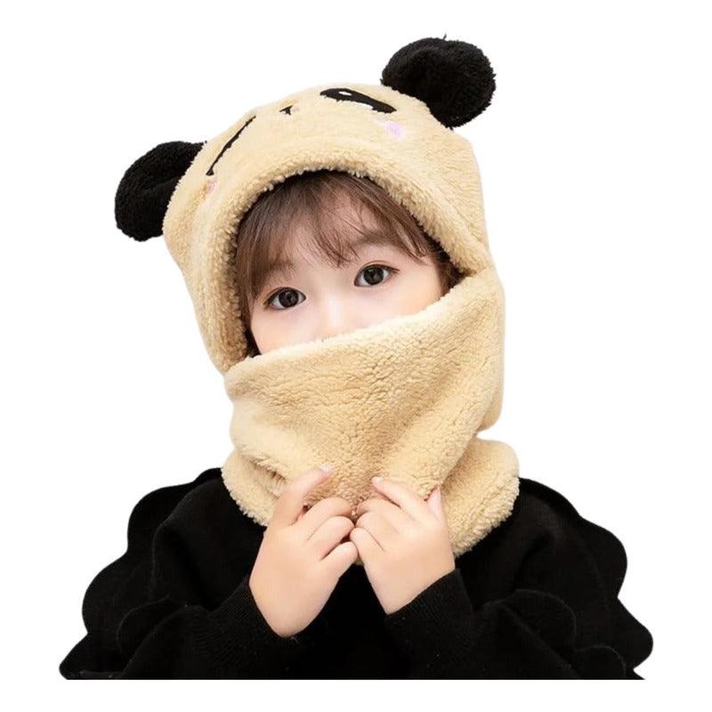 Pasamontaña De Felpa Oso Panda Gorro Con Cuello Infantil - Louicid