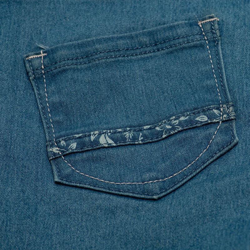Short Mezclilla De Niña Con Cinta Macramé Pillin - Louicid
