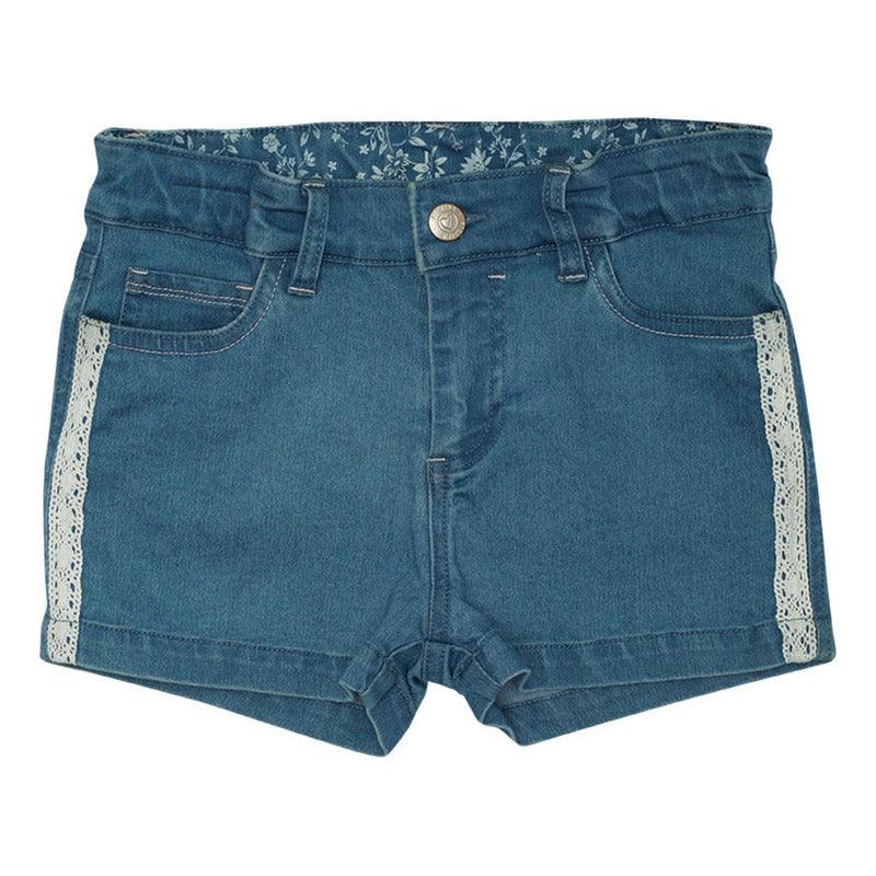 Short Mezclilla De Niña Con Cinta Macramé Pillin - Louicid