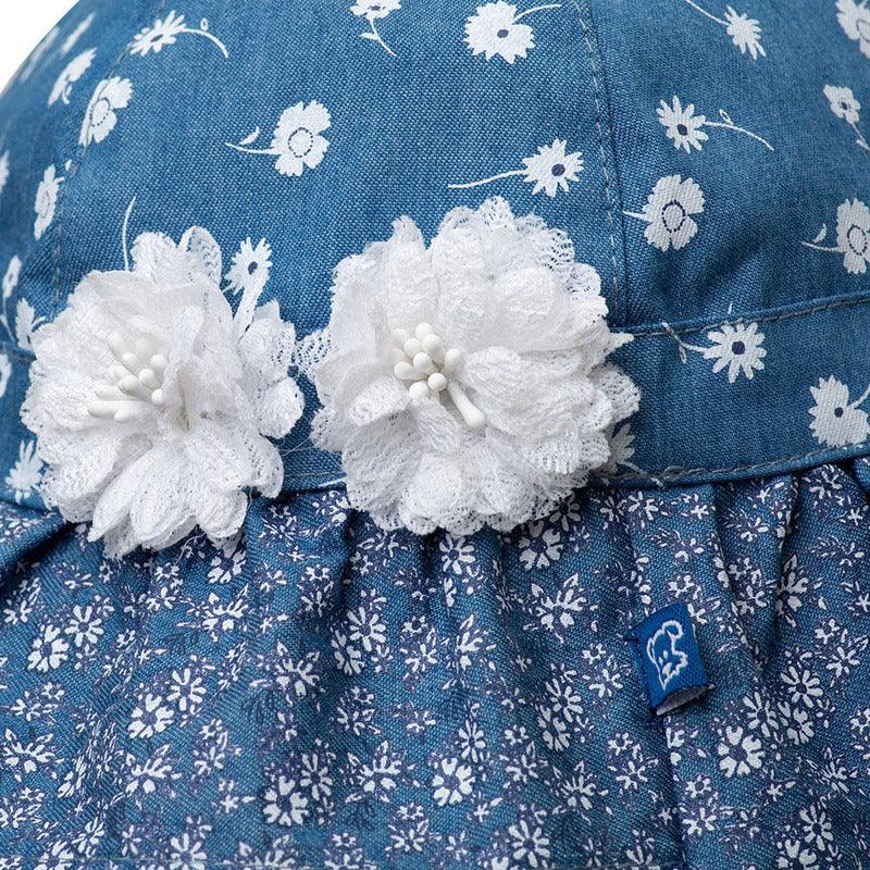Gorro Bebe Niña Print Flores Azul - Louicid
