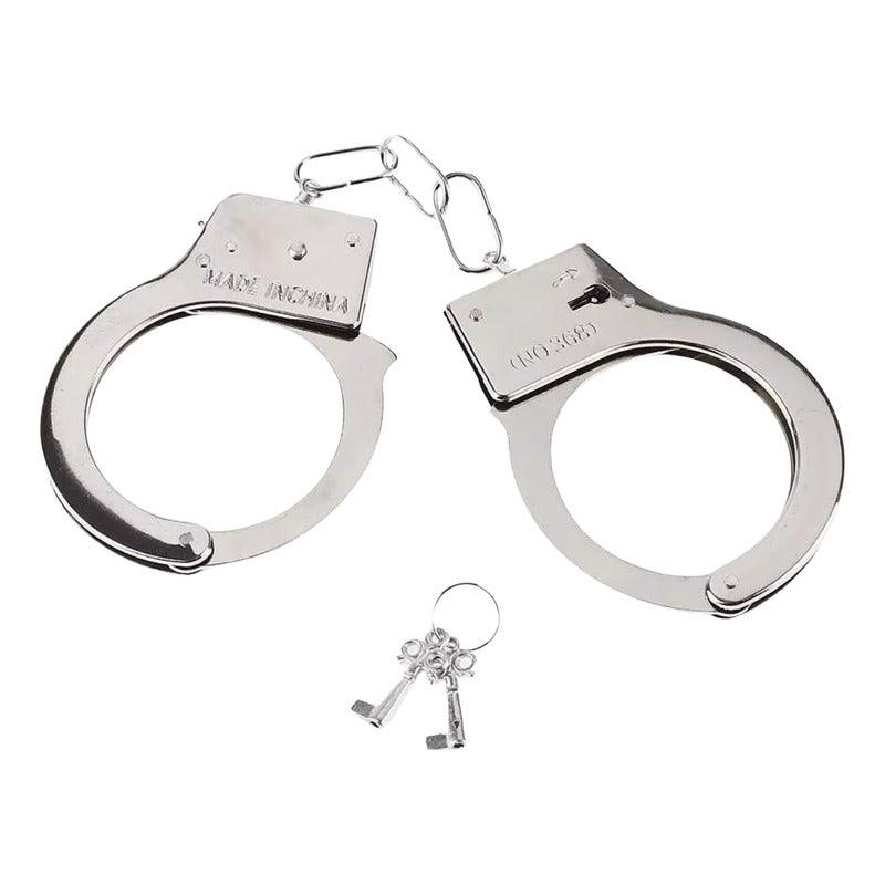 Esposas Y Llaves De Acero Accesorio Para Disfraz Carabinero - Louicid