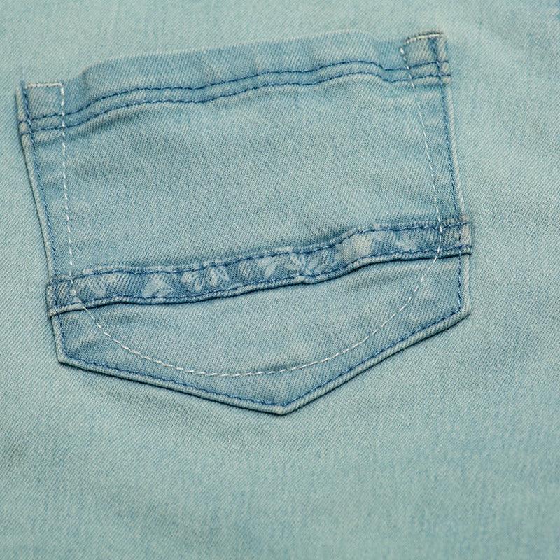 Short Mezclilla De Niña Con Cinta Macramé Pillin - Louicid