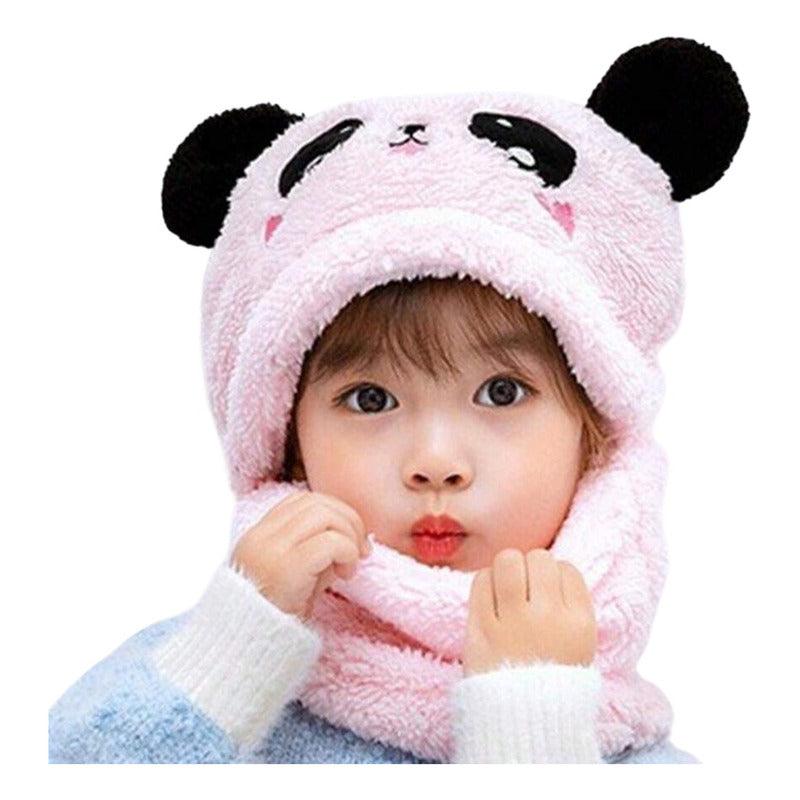 Pasamontaña De Felpa Oso Panda Gorro Con Cuello Infantil - Louicid