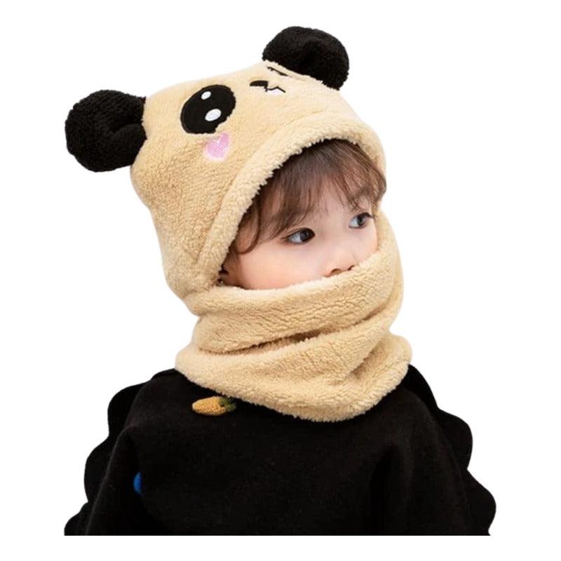 Pasamontaña De Felpa Oso Panda Gorro Con Cuello Infantil - Louicid
