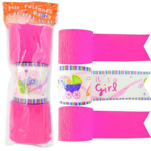 Festón Baby Shower Niña 12mts Fucsia - Louicid