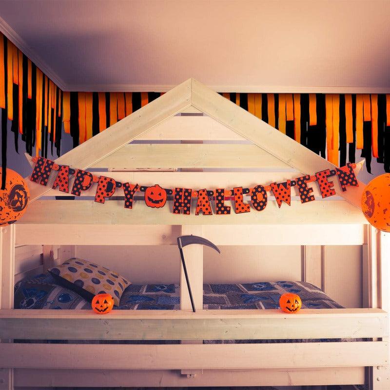 Pack 6pcs Festón Decorativo Negro & Naranjo 10mts Halloween - Louicid