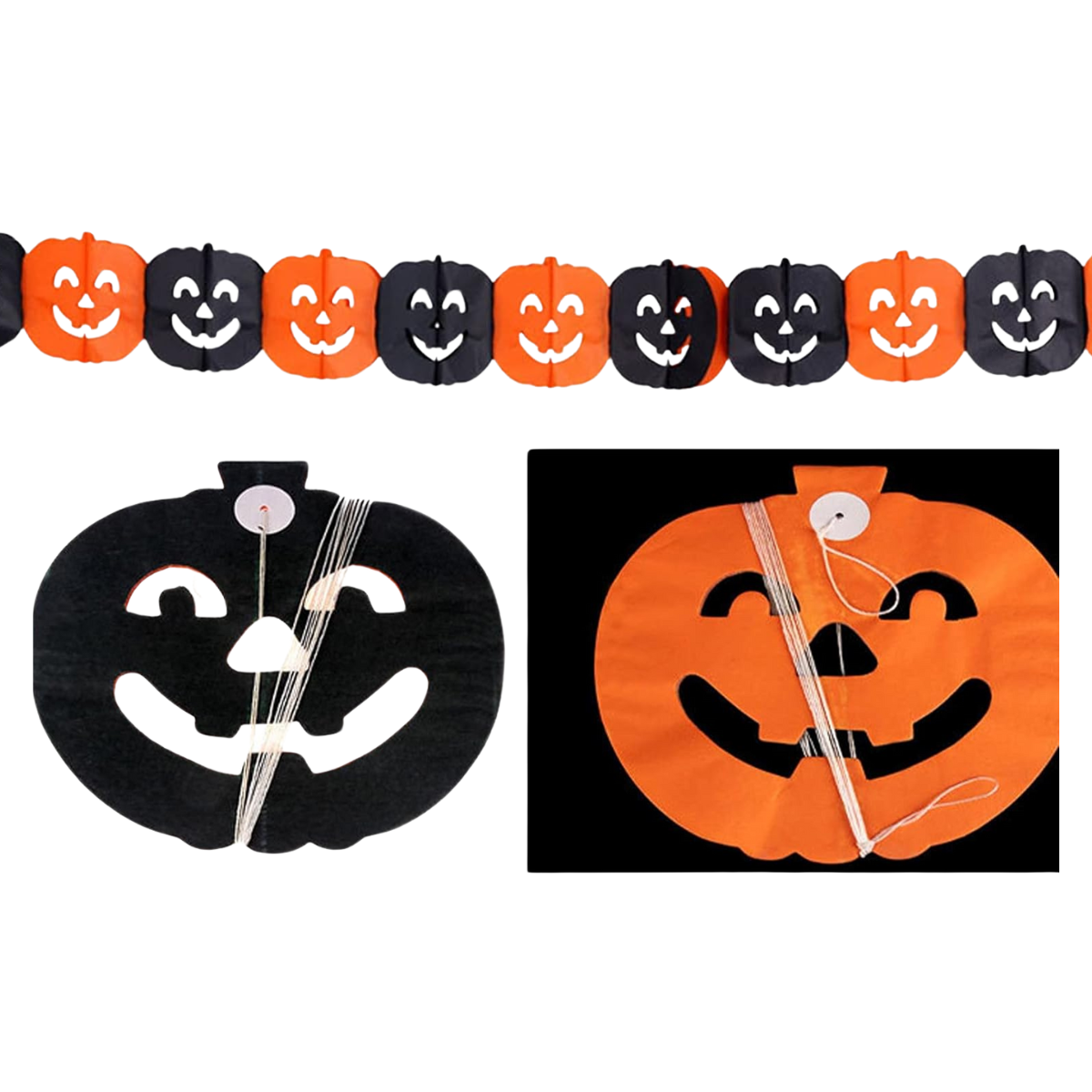 Guirnalda Calabazas Naranjo Negro 3mts Negro Naranja - Louicid