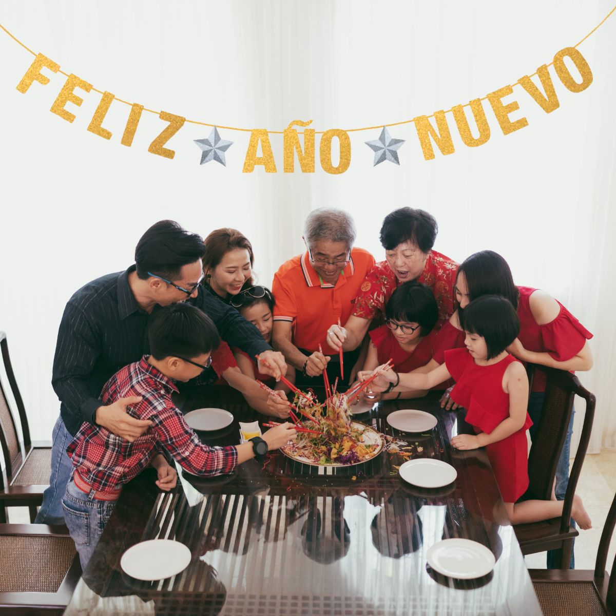 Guirnalda Letras Feliz Año Nuevo Estrellas familiar - Louicid