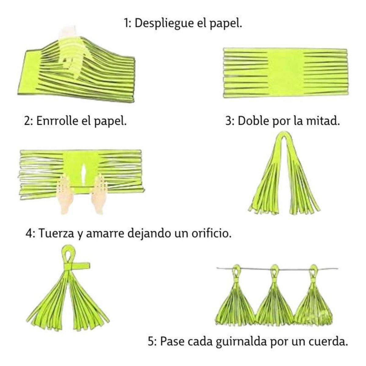 Guirnalda 15 Porras Papel Tricolor Decoración - Louicid