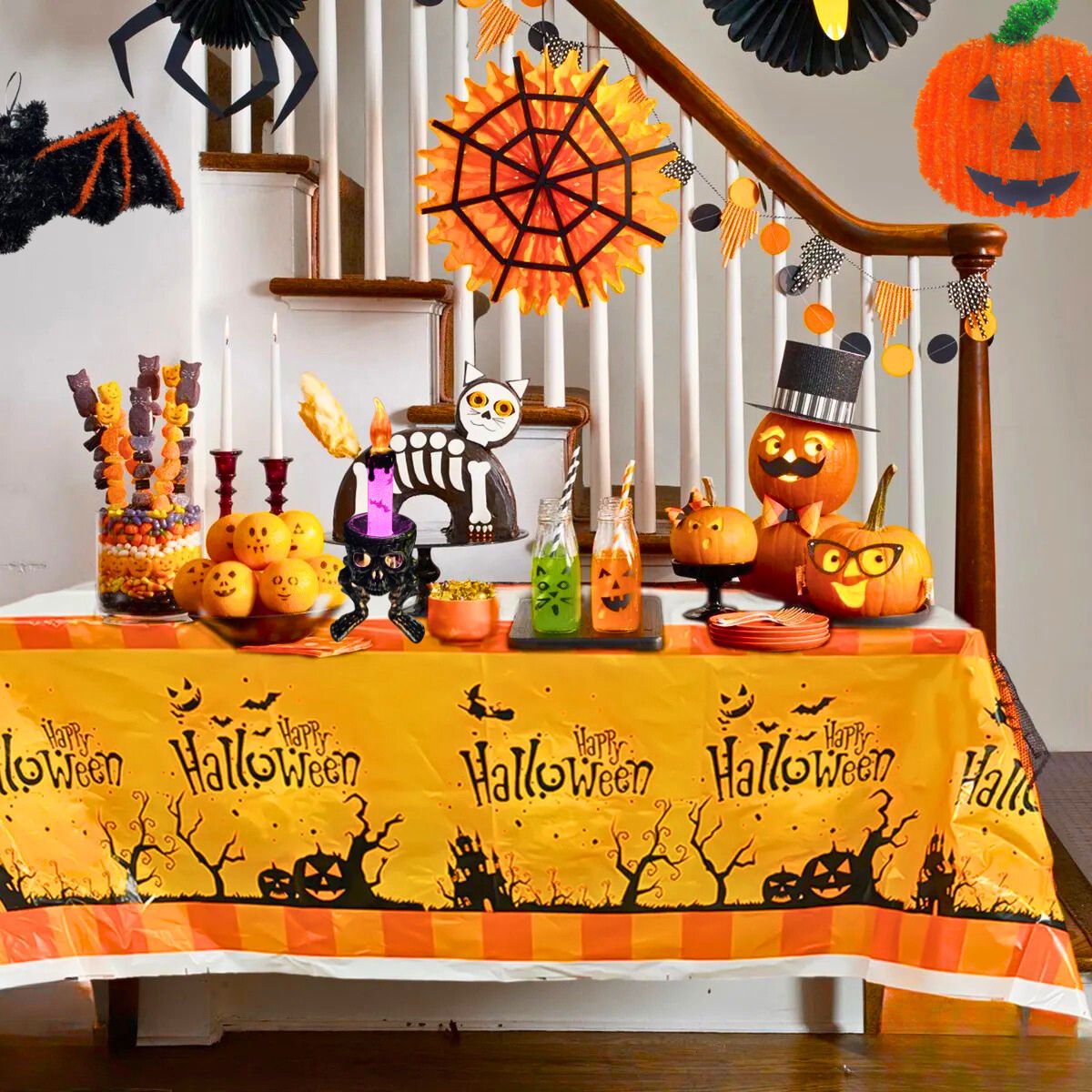 Mantel Plástico Happy Halloween 108x180cm Casa - Louicid