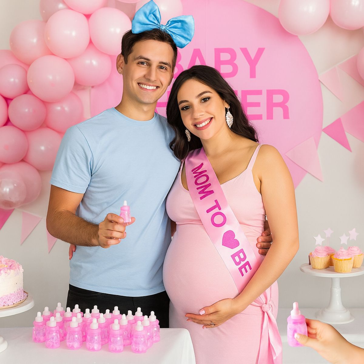 Mini Mamadera Recuerdo Celebracion Baby Shower 12pzas Rosado - Louicid