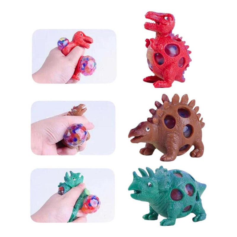 Pelota Antiestrés 3pcs Dinosaurios 10cm Surtidos Squish Ball - Louicid