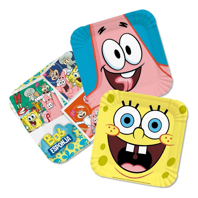 Set 6 Platos Cartón Bob Esponja 18cm Para Cumpleaños - Louicid