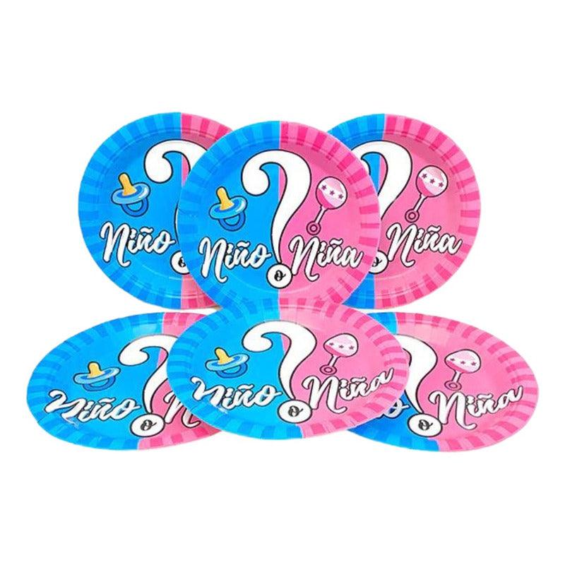 Set 6 Platos Revelación De Género 18cm Decoración - Louicid