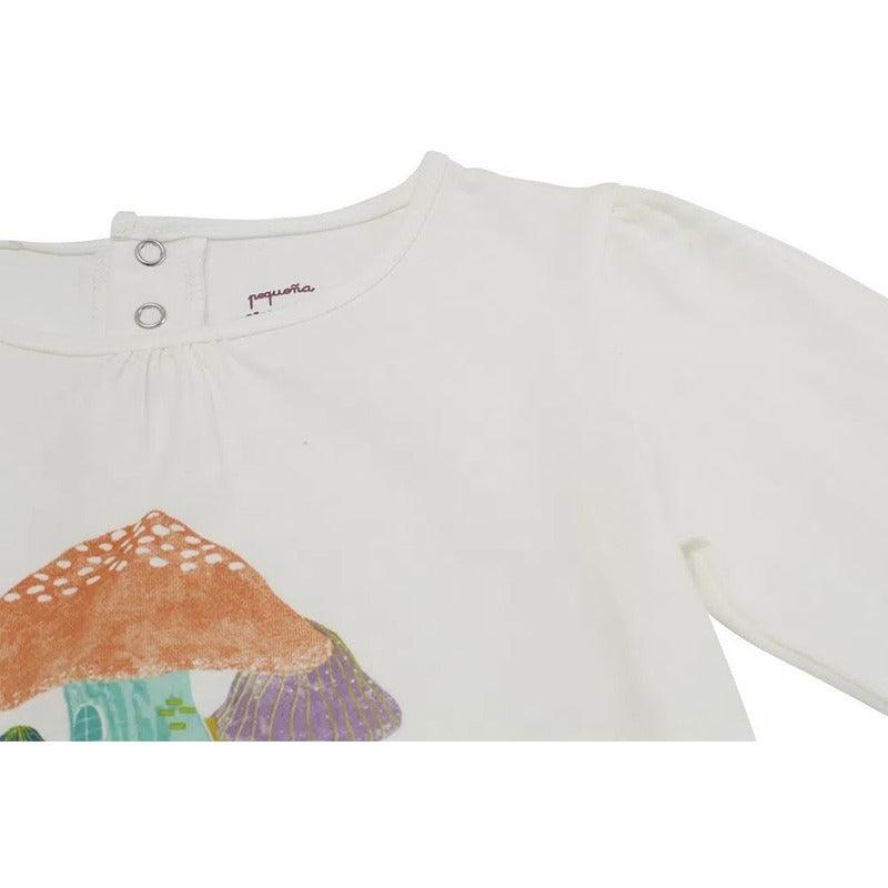 Polera Manga Larga Bebé Niña Estampado Magic Crudo Pillin - Louicid