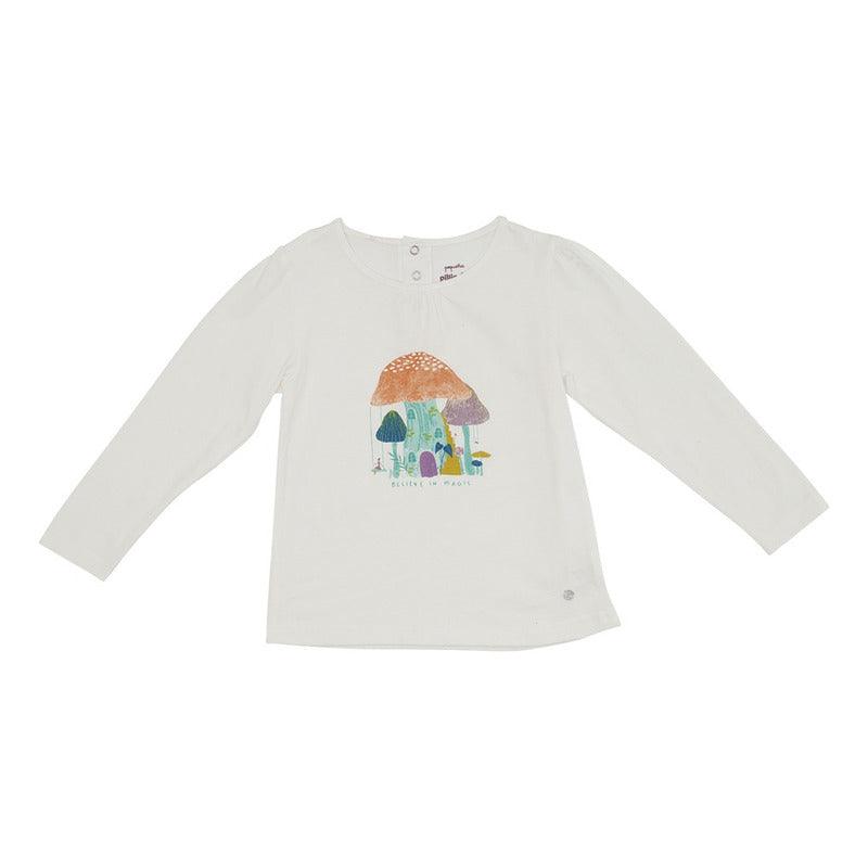 Polera Manga Larga Bebé Niña Estampado Magic Crudo Pillin - Louicid