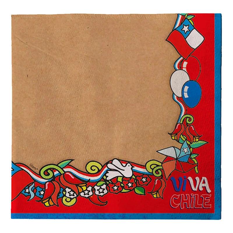 Servilletas Viva Chile 20pcs Fiestas Patrias - Louicid