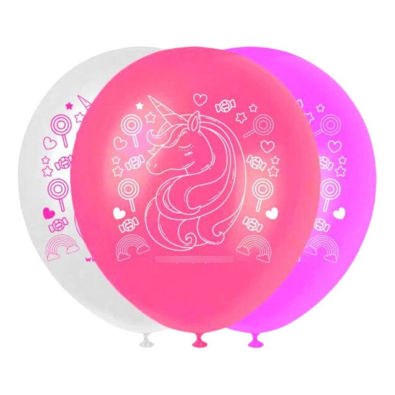 Set De Globos Látex Unicornio 12pcs Decoración Para Cumpleaños - Louicid