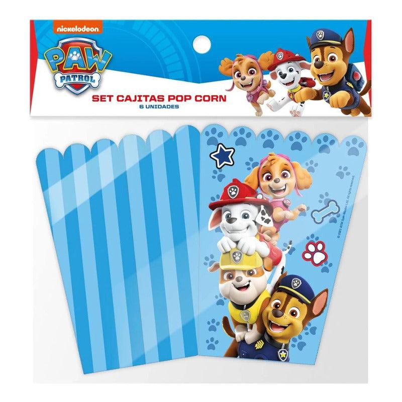 Set 6 Cajitas Pop Corn Paw Patrol Para Cumpleaños - Louicid