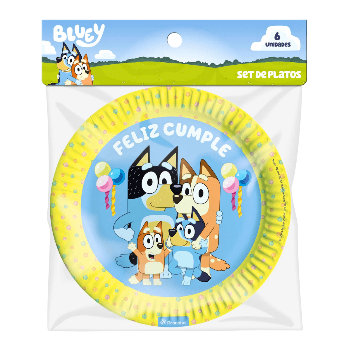 Set 6 Platos Cartón Bluey 18cm Para Cumpleaños - Louicid