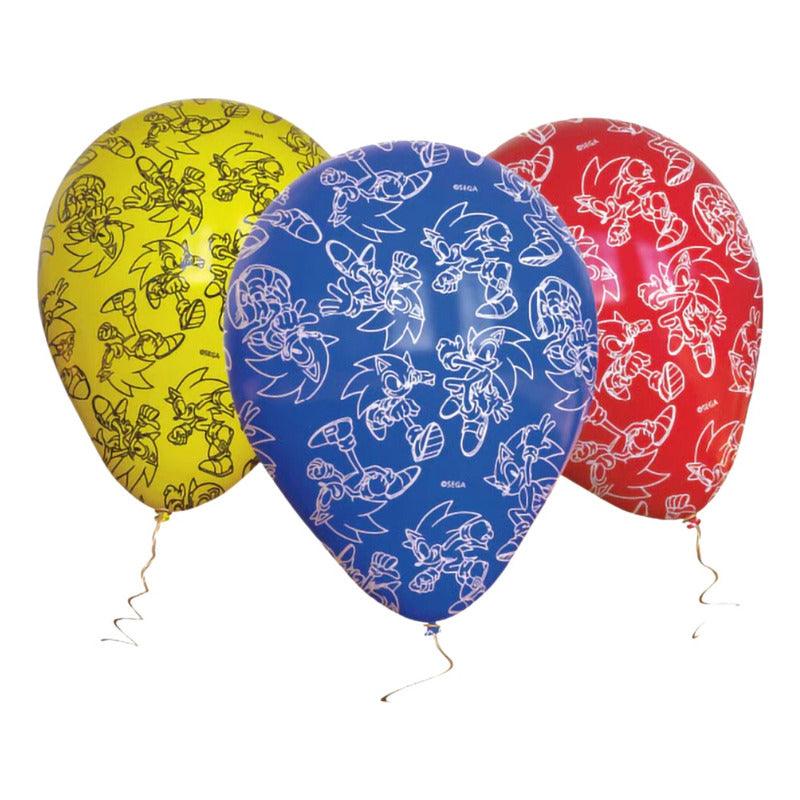 Set de 12 Globos de Látex Sonic el Erizo Decoración para Cumpleaños - Louicid