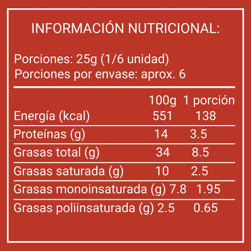 Información nutricional visible del chocolate con maní Full Maní, detalle frontal del empaque - Louicid
