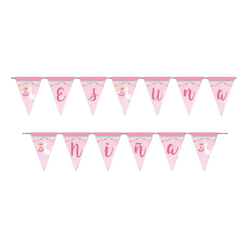 Guirnalda Banderín Es Una Niña Rosado Para Baby Shower - Louicid