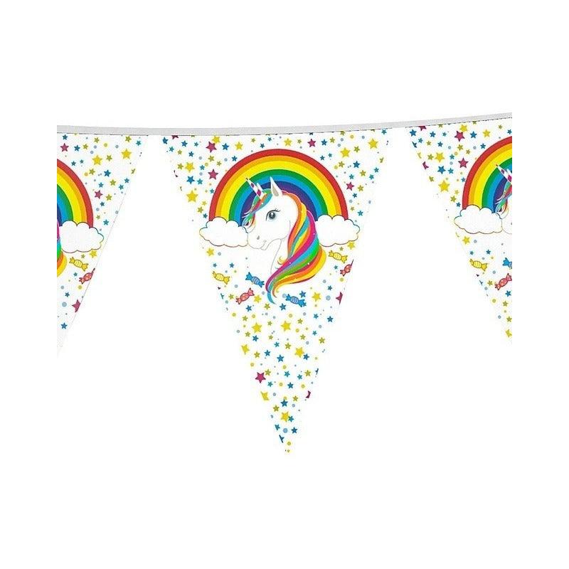 Guirnalda de banderines con diseño de unicornio y arcoíris, perfecta para decorar cumpleaños temáticos y fiestas infantiles - Louicid