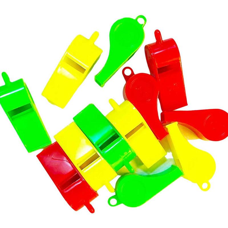 Pack De 12 Pitos Tricolor Sorpresa Para Cumpleaños Infantil - Louicid