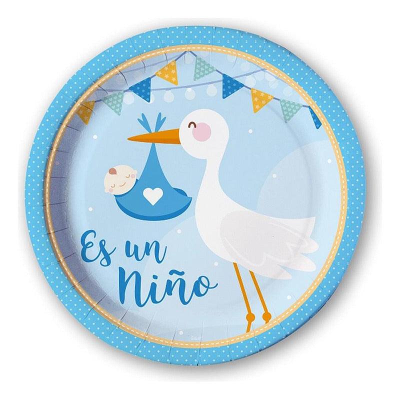 Platos De Cartón Baby Shower 6 Uds Es Un Niño Celeste - Louicid