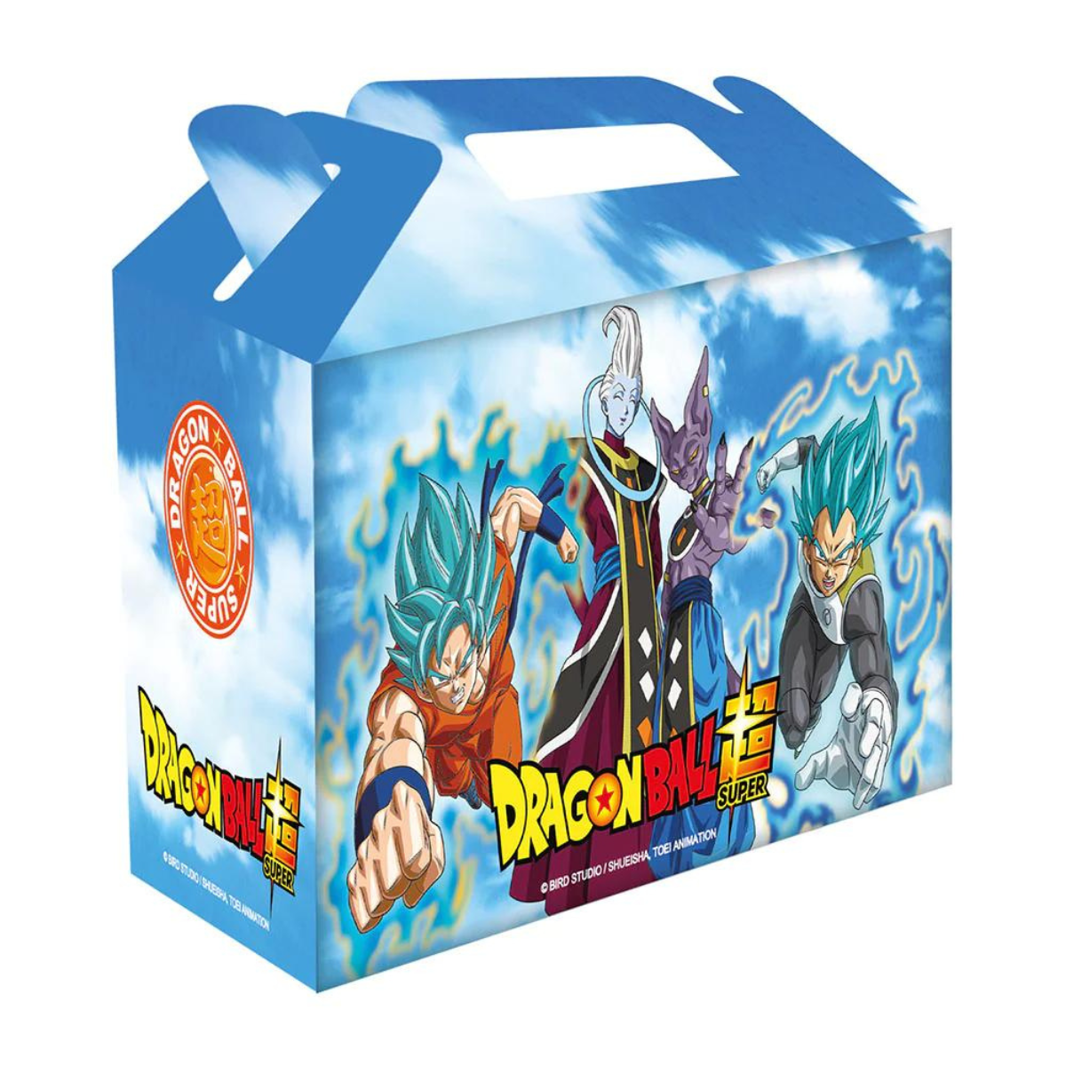 Set de 6 cajas sorpresa Dragon Ball Super ideales para fiestas infantiles temáticas.