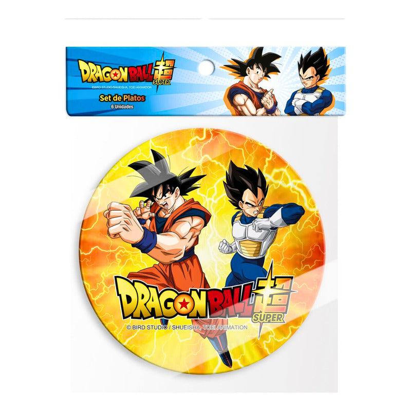 Set 6 Platos Cartón Dragon Ball Super 18cm Para Cumpleaños Infantil - Louicid